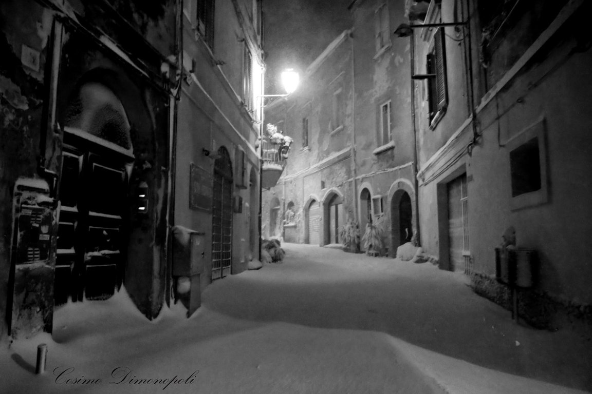 Click for larger view Ancient narrow streets under snow in Vasto, Italy