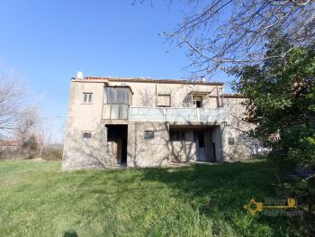 Semidetached country house with land and vineyard for sale.